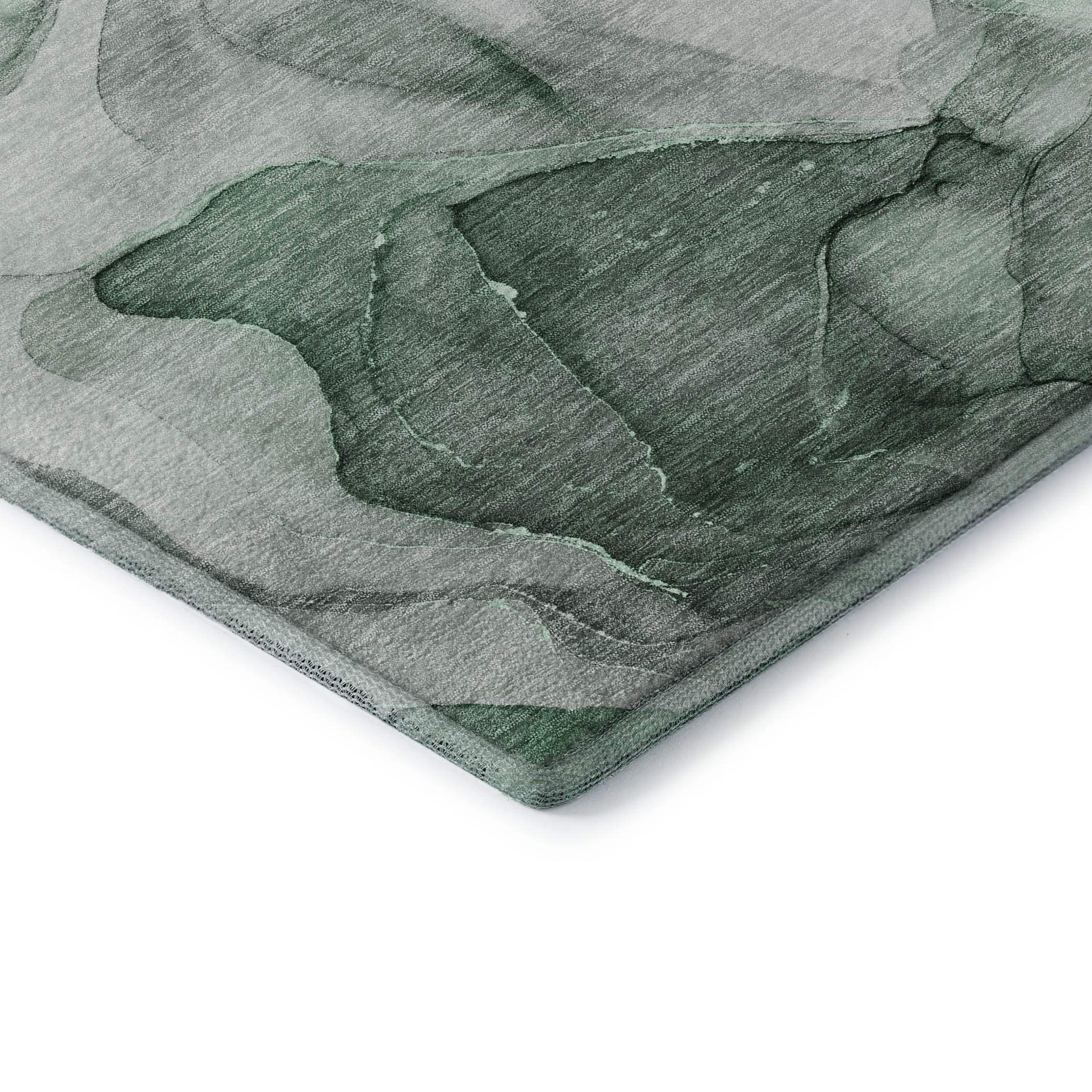3' X 5' Green Gray And Ivory Abstract Washable Area Rug With UV Protection - HomeRoots - Flyclothing LLC