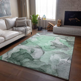 3' X 5' Green Gray And Ivory Abstract Washable Area Rug With UV Protection - HomeRoots - Flyclothing LLC