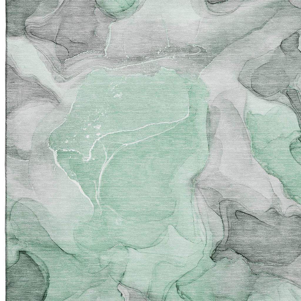 3' X 5' Green Gray And Ivory Abstract Washable Area Rug With UV Protection - HomeRoots - Flyclothing LLC