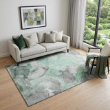5' X 8' Green Gray And Ivory Abstract Washable Area Rug With UV Protection - HomeRoots - Flyclothing LLC