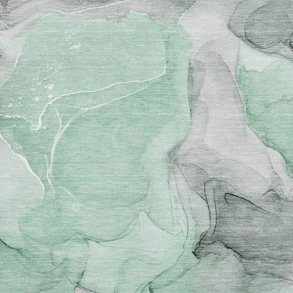 5' X 8' Green Gray And Ivory Abstract Washable Area Rug With UV Protection - HomeRoots - Flyclothing LLC