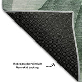 8' Green Gray And Ivory Abstract Washable Round Rug With UV Protection - HomeRoots - Flyclothing LLC