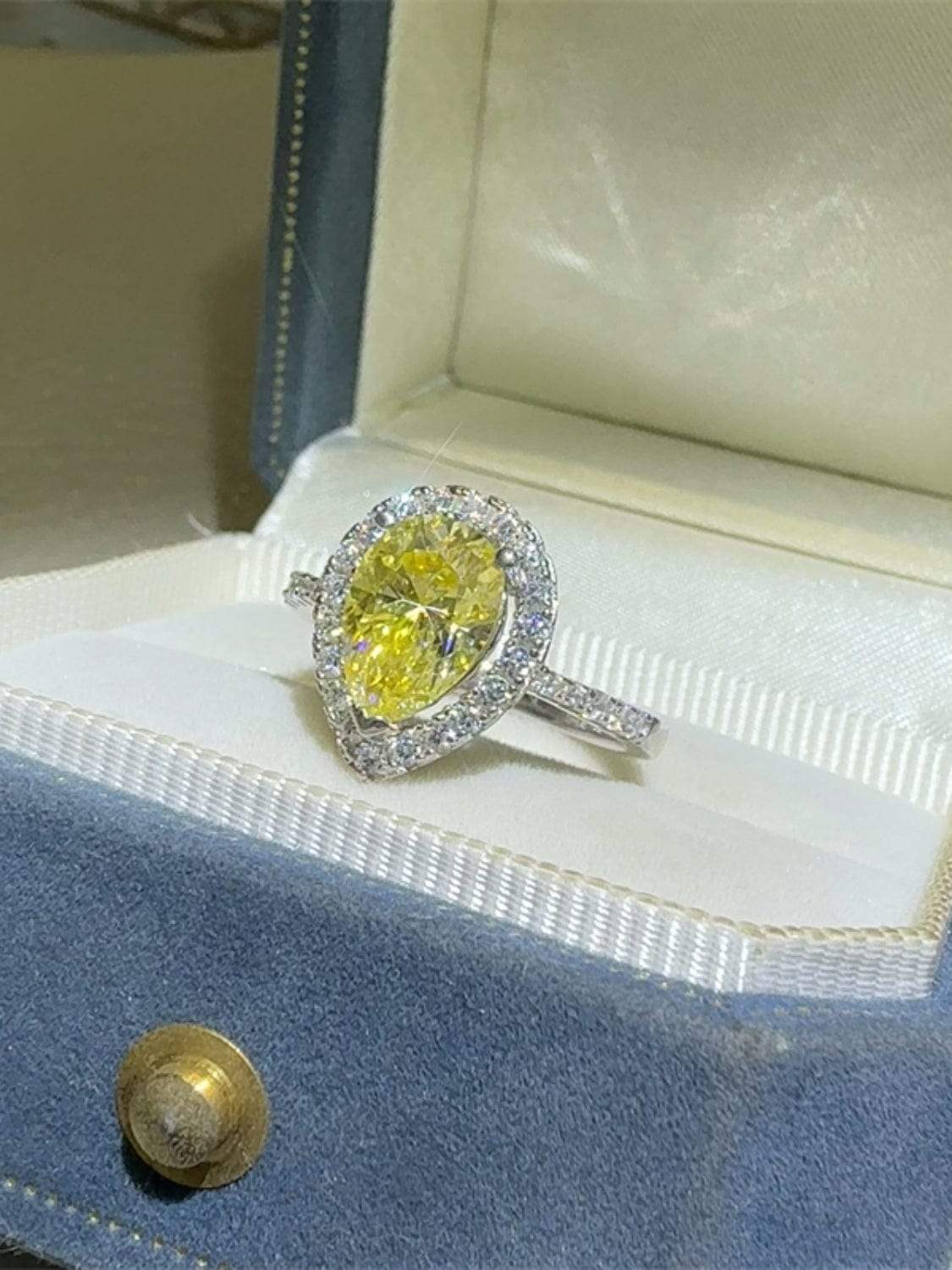 2 Carat Moissanite 925 Sterling Silver Teardrop Shape Ring - Trendsi - Flyclothing LLC