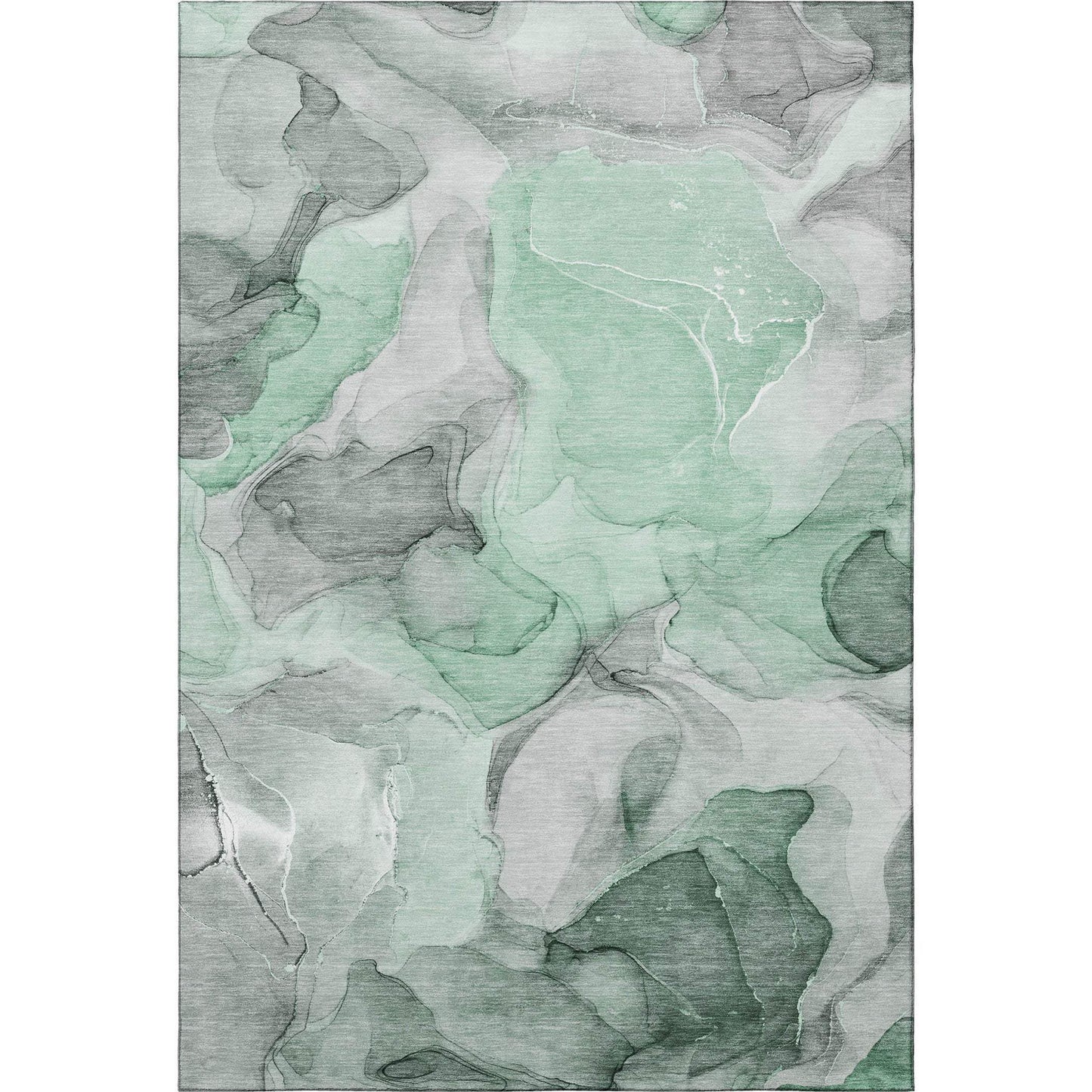 9' X 12' Green Gray And Ivory Abstract Washable Area Rug With UV Protection - HomeRoots - Flyclothing LLC