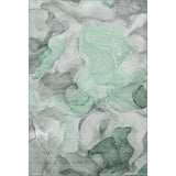 9' X 12' Green Gray And Ivory Abstract Washable Area Rug With UV Protection - HomeRoots - Flyclothing LLC