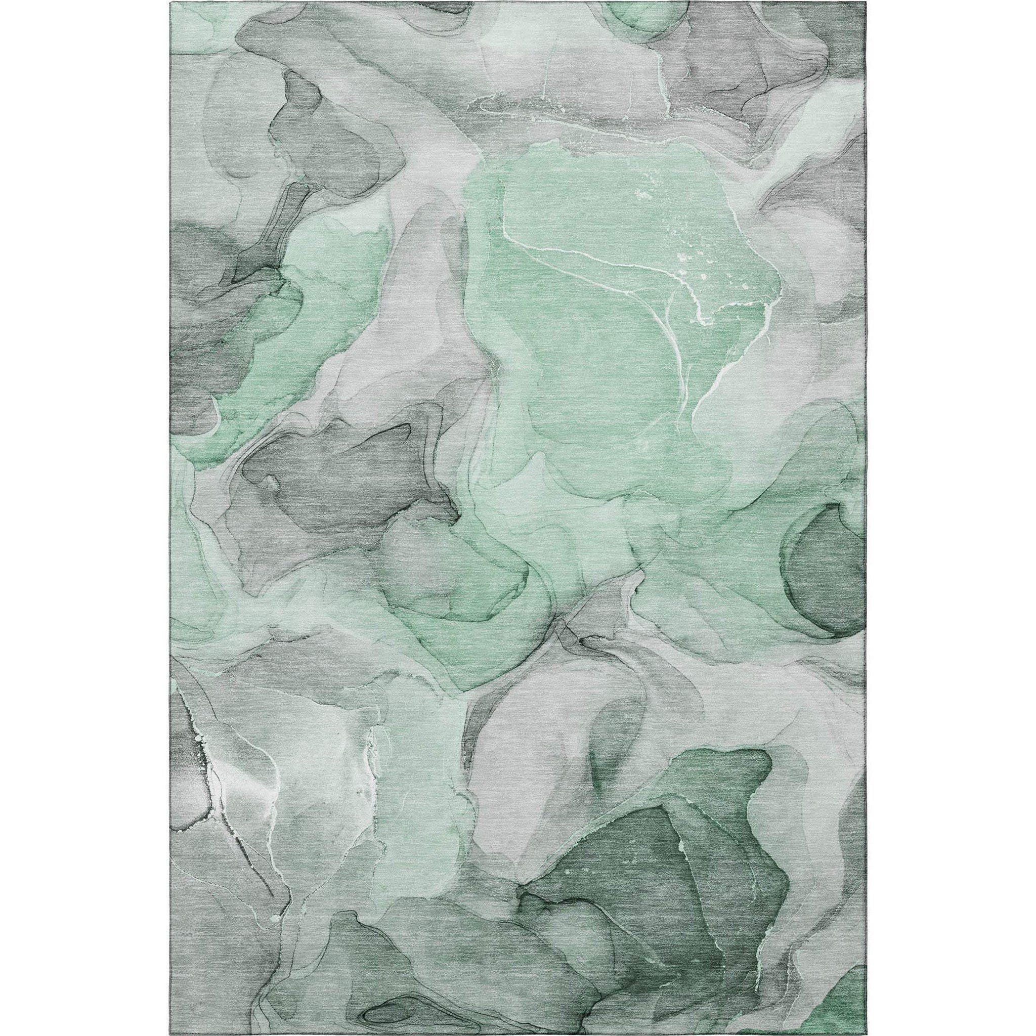 9' X 12' Green Gray And Ivory Abstract Washable Area Rug With UV Protection - HomeRoots - Flyclothing LLC