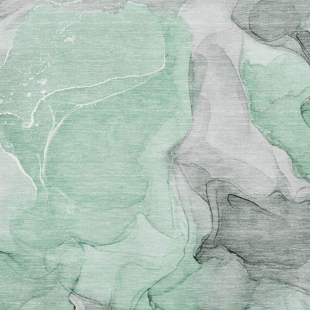 10' X 14' Green Gray And Ivory Abstract Washable Area Rug With UV Protection - HomeRoots - Flyclothing LLC