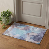 3' X 5' Navy Blue Purple And Gray Abstract Washable Area Rug With UV Protection - HomeRoots - Flyclothing LLC