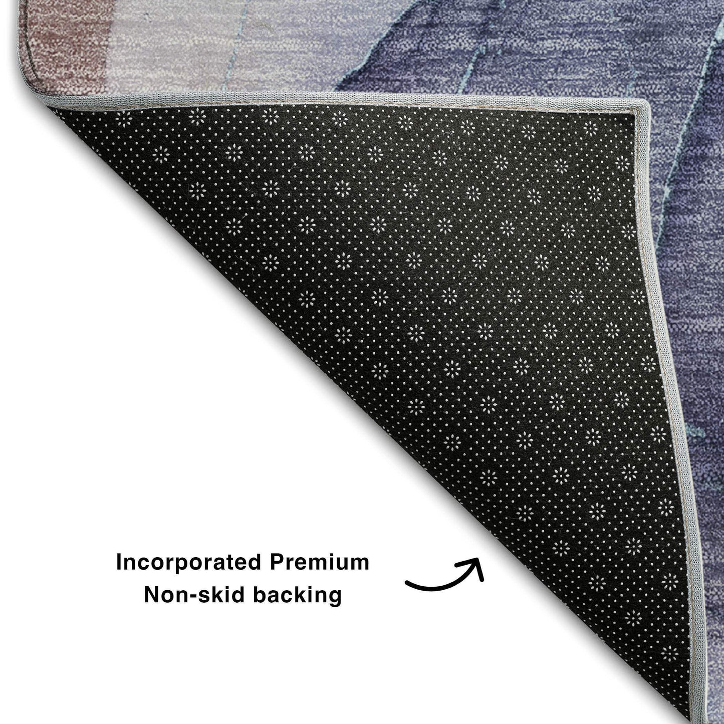 3' X 5' Navy Blue Purple And Gray Abstract Washable Area Rug With UV Protection - HomeRoots - Flyclothing LLC