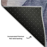 5' X 8' Navy Blue Purple And Gray Abstract Washable Area Rug With UV Protection - HomeRoots - Flyclothing LLC