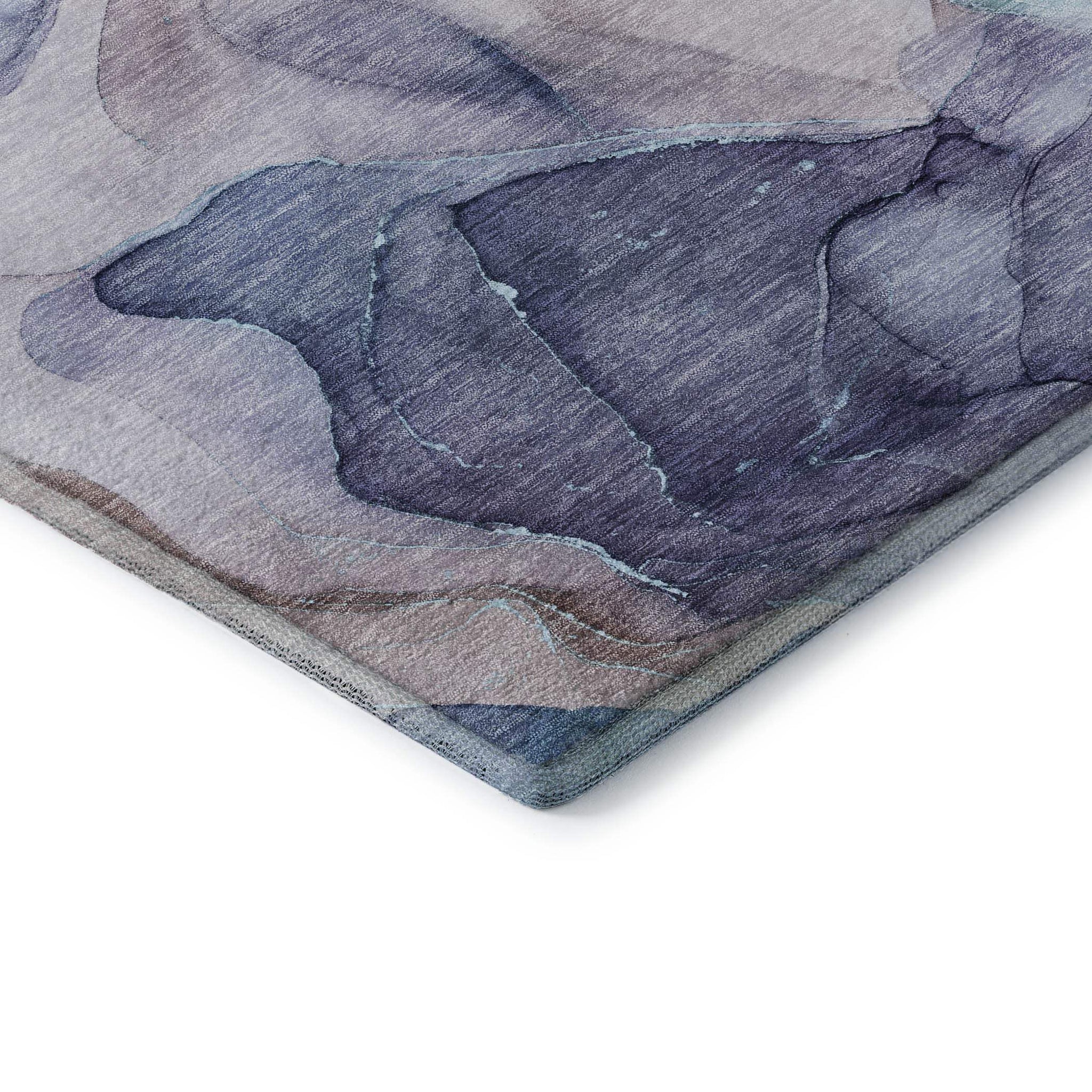5' X 8' Navy Blue Purple And Gray Abstract Washable Area Rug With UV Protection - HomeRoots - Flyclothing LLC