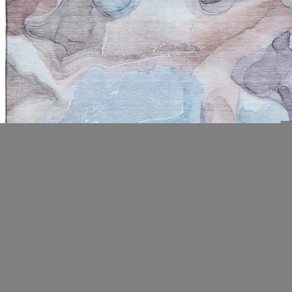 5' X 8' Navy Blue Purple And Gray Abstract Washable Area Rug With UV Protection - HomeRoots - Flyclothing LLC