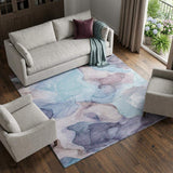 8' X 10' Navy Blue Purple And Gray Abstract Washable Area Rug With UV Protection - HomeRoots - Flyclothing LLC