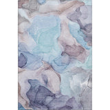 9' X 12' Navy Blue Purple And Gray Abstract Washable Area Rug With UV Protection - HomeRoots - Flyclothing LLC