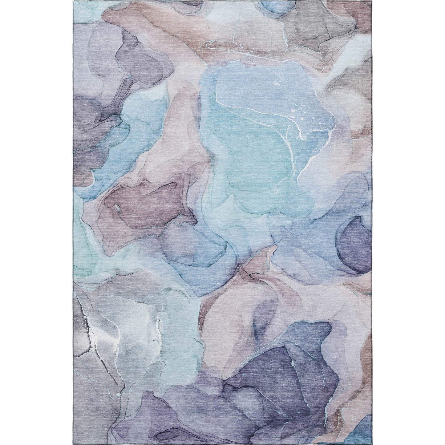 9' X 12' Navy Blue Purple And Gray Abstract Washable Area Rug With UV Protection - HomeRoots - Flyclothing LLC