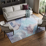 10' X 14' Navy Blue Purple And Gray Abstract Washable Area Rug With UV Protection - HomeRoots - Flyclothing LLC