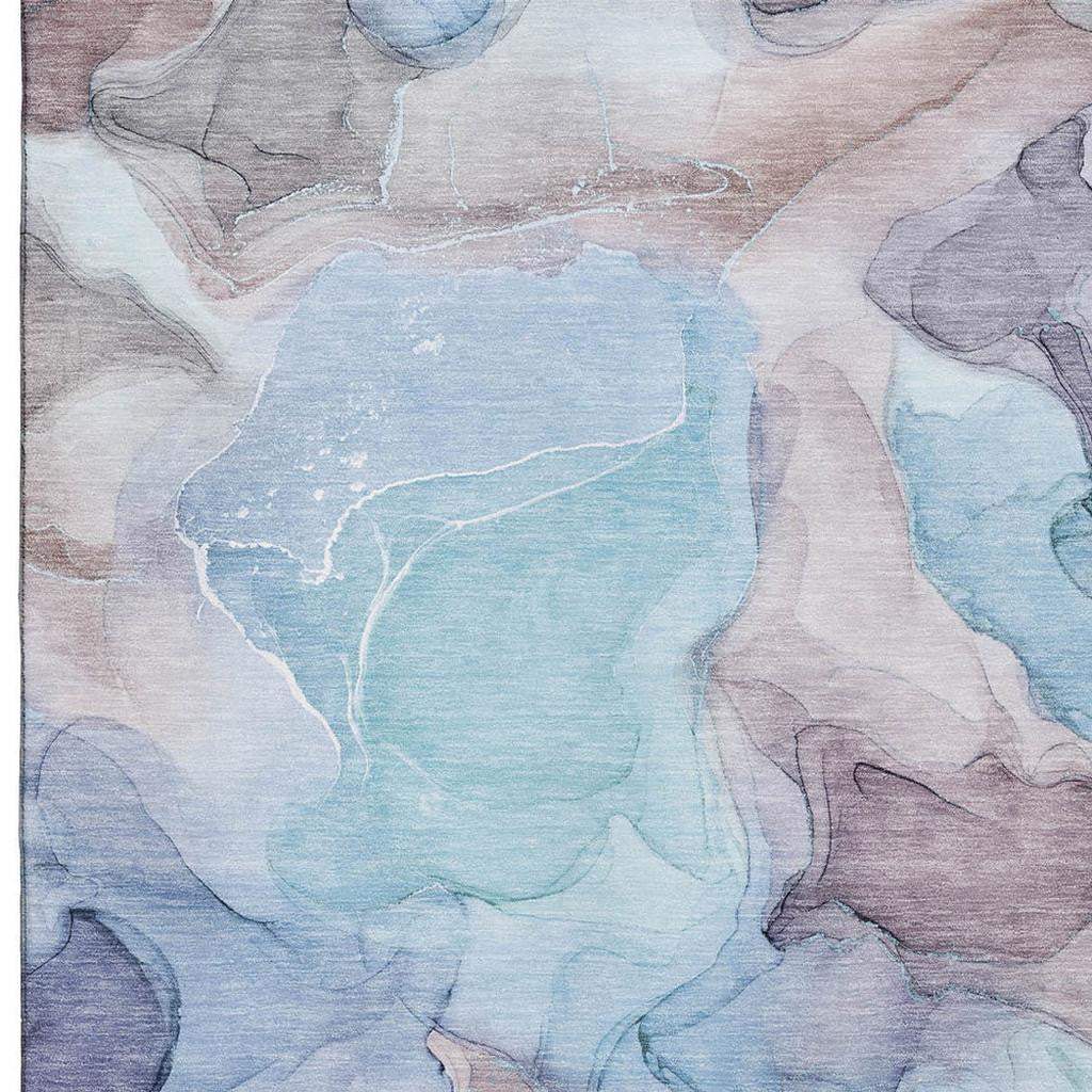 10' X 14' Navy Blue Purple And Gray Abstract Washable Area Rug With UV Protection - HomeRoots - Flyclothing LLC