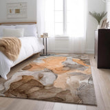 3' X 5' Orange Gray And Ivory Abstract Washable Area Rug With UV Protection - HomeRoots - Flyclothing LLC