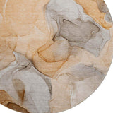 8' Orange Gray And Ivory Abstract Washable Round Rug With UV Protection - HomeRoots - Flyclothing LLC