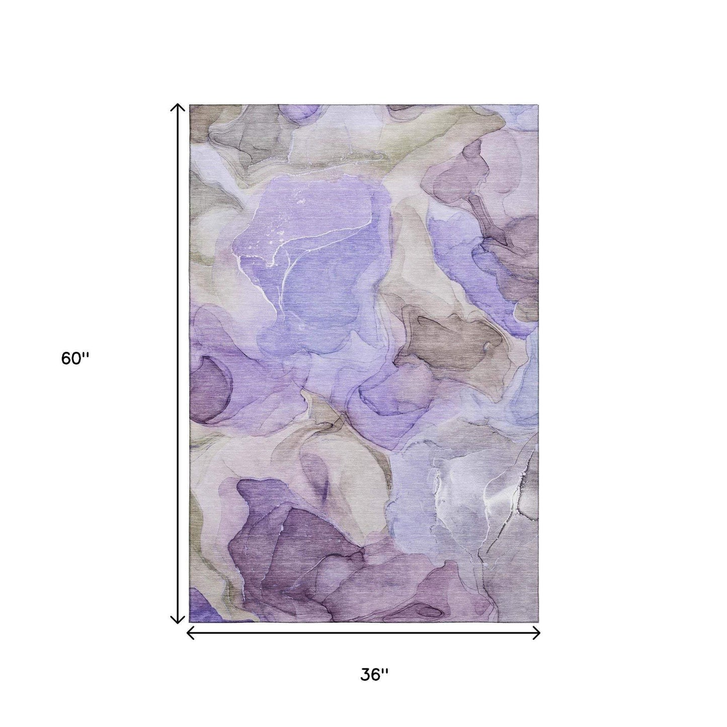 3' X 5' Purple And Gray Abstract Washable Area Rug With UV Protection - HomeRoots - Flyclothing LLC
