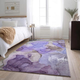 3' X 5' Purple And Gray Abstract Washable Area Rug With UV Protection - HomeRoots - Flyclothing LLC