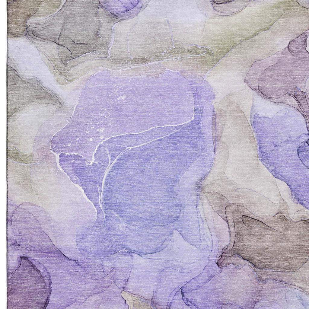 5' X 8' Purple And Gray Abstract Washable Area Rug With UV Protection - HomeRoots - Flyclothing LLC