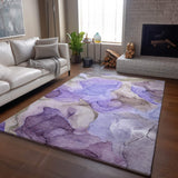 5' X 8' Purple And Gray Abstract Washable Area Rug With UV Protection - HomeRoots - Flyclothing LLC