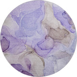 8' Purple And Gray Abstract Washable Round Rug With UV Protection - HomeRoots - Flyclothing LLC