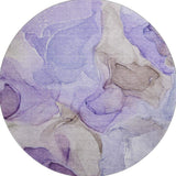 8' Purple And Gray Abstract Washable Round Rug With UV Protection - HomeRoots - Flyclothing LLC