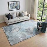 5' X 8' Teal And Gray Abstract Washable Area Rug With UV Protection - HomeRoots - Flyclothing LLC