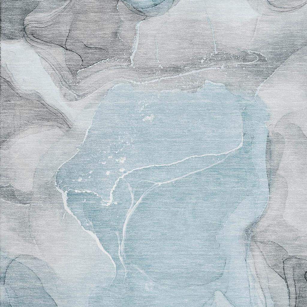 5' X 8' Teal And Gray Abstract Washable Area Rug With UV Protection - HomeRoots - Flyclothing LLC
