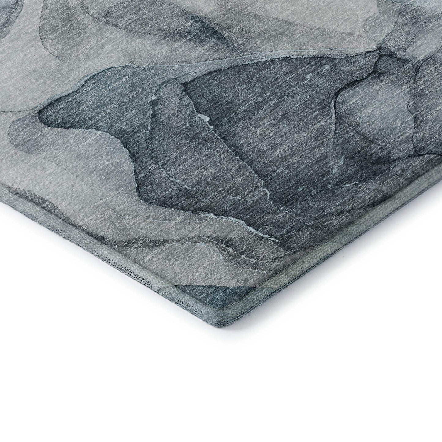 8' Teal And Gray Abstract Washable Round Rug With UV Protection - HomeRoots - Flyclothing LLC