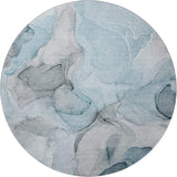 8' Teal And Gray Abstract Washable Round Rug With UV Protection - HomeRoots - Flyclothing LLC
