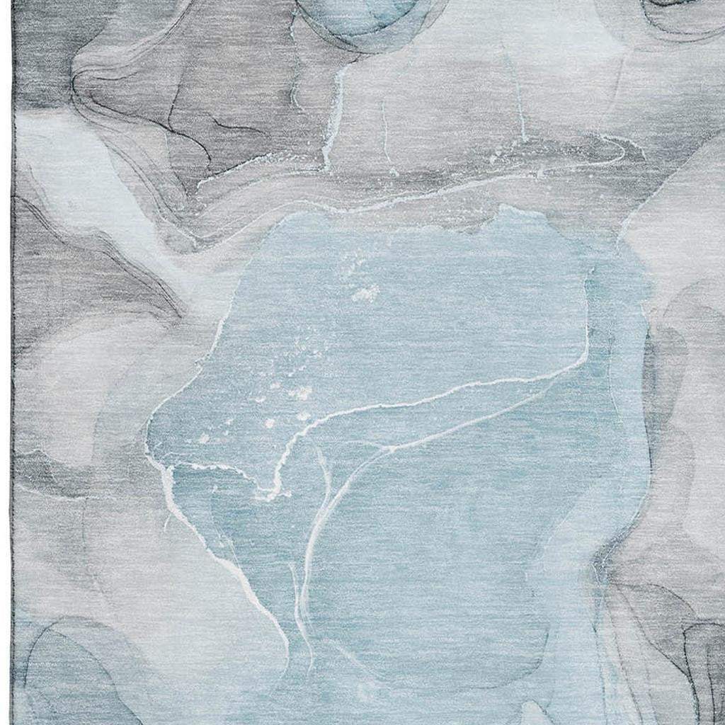 8' X 10' Teal And Gray Abstract Washable Area Rug With UV Protection - HomeRoots - Flyclothing LLC
