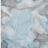 9' X 12' Teal And Gray Abstract Washable Area Rug With UV Protection - HomeRoots - Flyclothing LLC