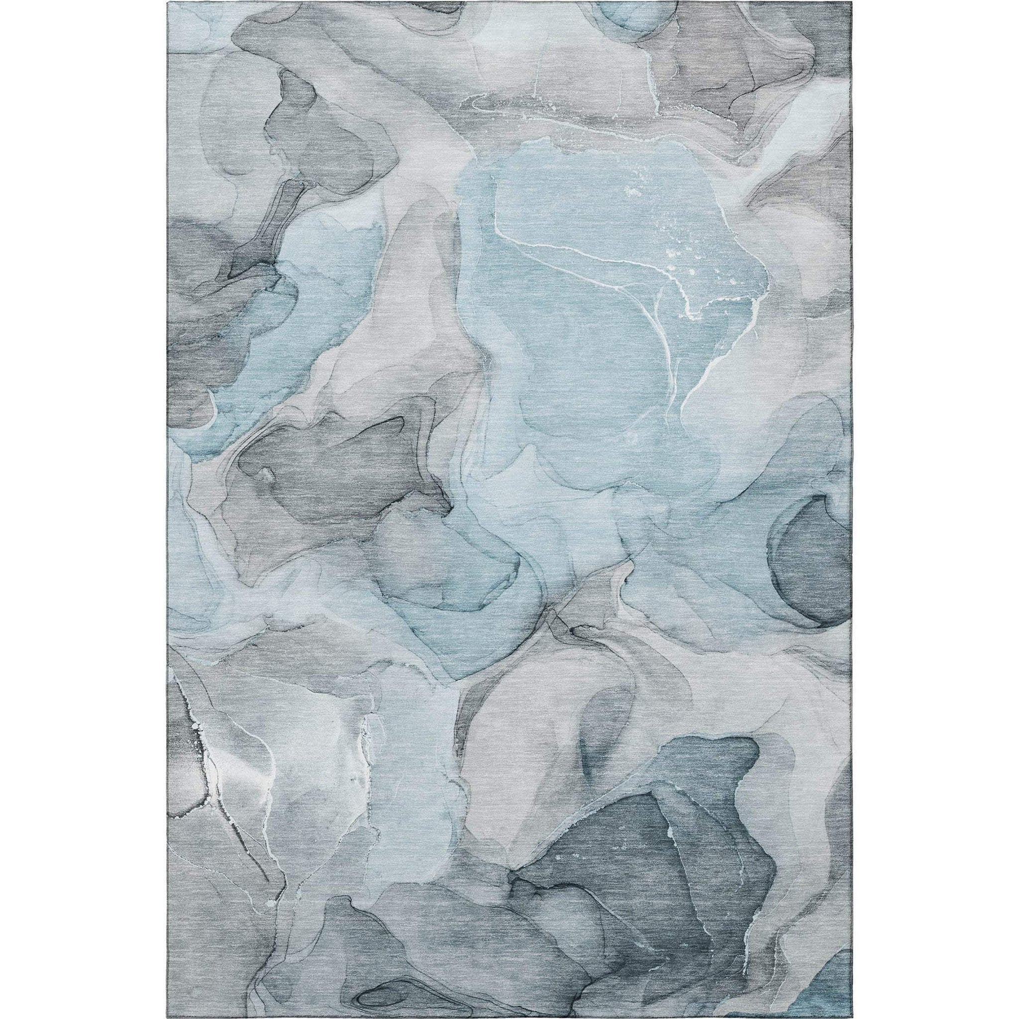 9' X 12' Teal And Gray Abstract Washable Area Rug With UV Protection - HomeRoots - Flyclothing LLC