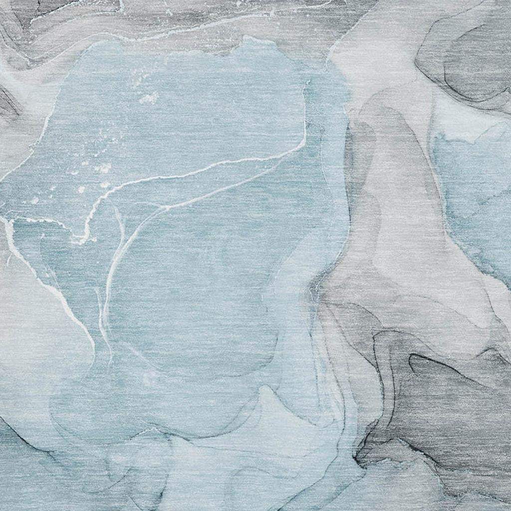 10' X 14' Teal And Gray Abstract Washable Area Rug With UV Protection - HomeRoots - Flyclothing LLC