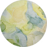 8' Yellow Blue And Beige Abstract Washable Round Rug With UV Protection - HomeRoots - Flyclothing LLC