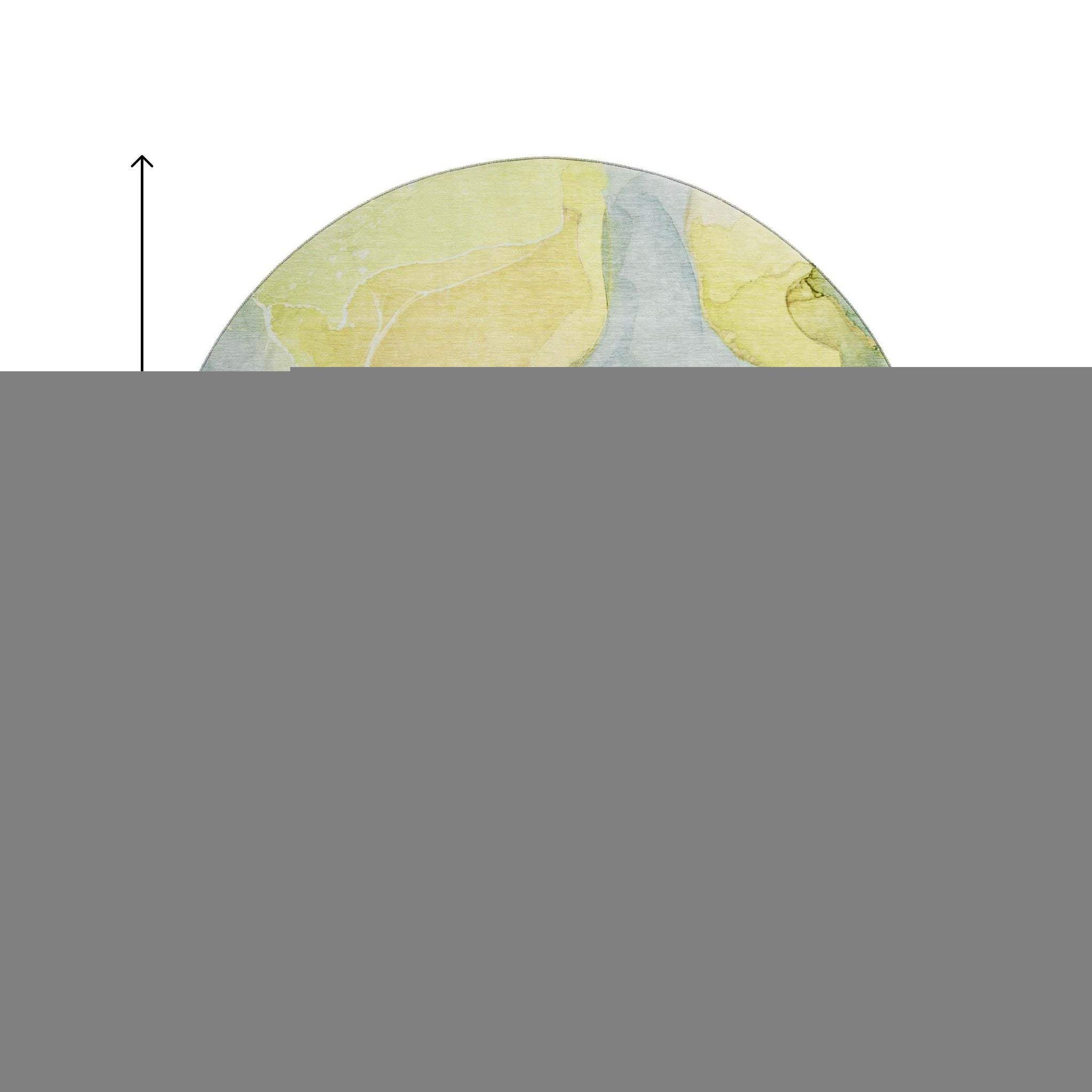 8' Yellow Blue And Beige Abstract Washable Round Rug With UV Protection - HomeRoots - Flyclothing LLC