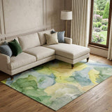 8' X 10' Yellow Blue And Beige Abstract Washable Area Rug With UV Protection - HomeRoots - Flyclothing LLC