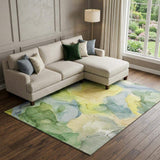 9' X 12' Yellow Blue And Beige Abstract Washable Area Rug With UV Protection - HomeRoots - Flyclothing LLC