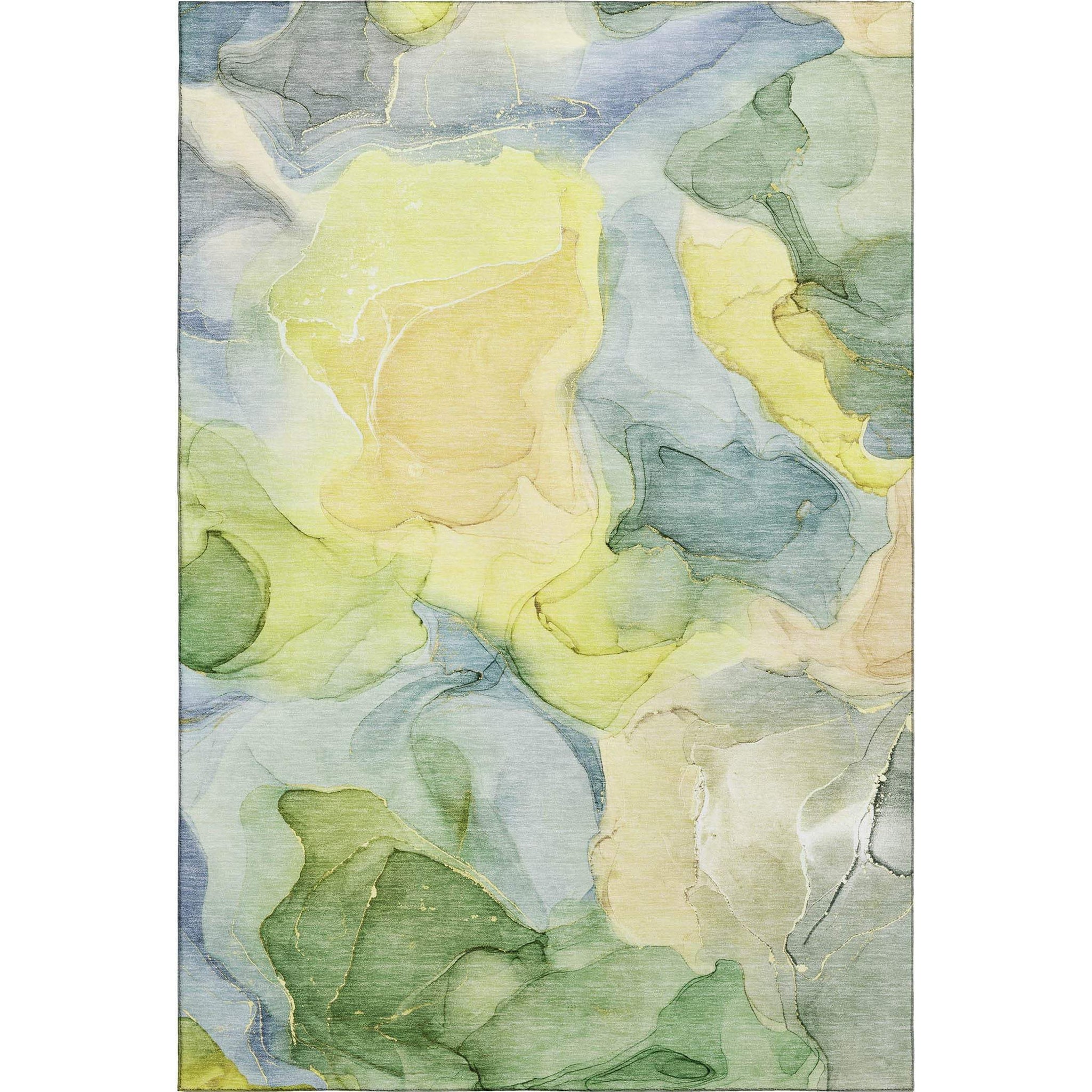 9' X 12' Yellow Blue And Beige Abstract Washable Area Rug With UV Protection - HomeRoots - Flyclothing LLC