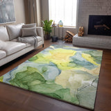 9' X 12' Yellow Blue And Beige Abstract Washable Area Rug With UV Protection - HomeRoots - Flyclothing LLC