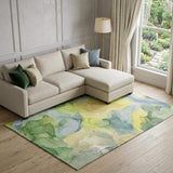 10' X 14' Yellow Blue And Beige Abstract Washable Area Rug With UV Protection - HomeRoots - Flyclothing LLC