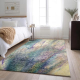 3' X 5' Blue Purple And Ivory Abstract Washable Area Rug With UV Protection - HomeRoots - Flyclothing LLC