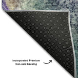 3' X 5' Blue Purple And Ivory Abstract Washable Area Rug With UV Protection - HomeRoots - Flyclothing LLC