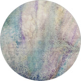 8' Blue Purple And Ivory Abstract Washable Round Rug With UV Protection - HomeRoots - Flyclothing LLC