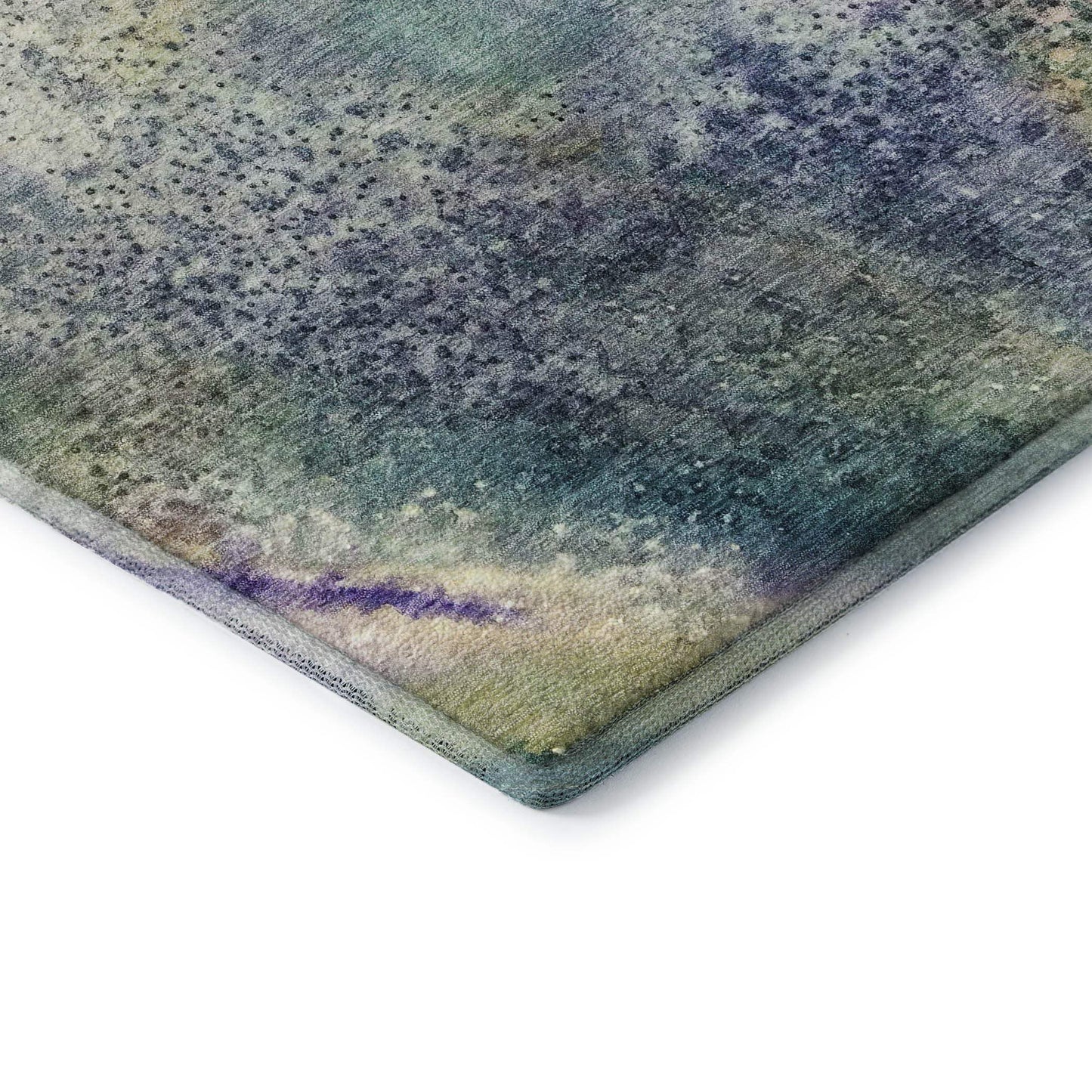 8' Blue Purple And Ivory Abstract Washable Round Rug With UV Protection - HomeRoots - Flyclothing LLC
