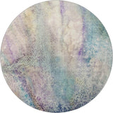 8' Blue Purple And Ivory Abstract Washable Round Rug With UV Protection - HomeRoots - Flyclothing LLC
