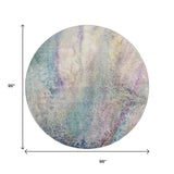 8' Blue Purple And Ivory Abstract Washable Round Rug With UV Protection - HomeRoots - Flyclothing LLC
